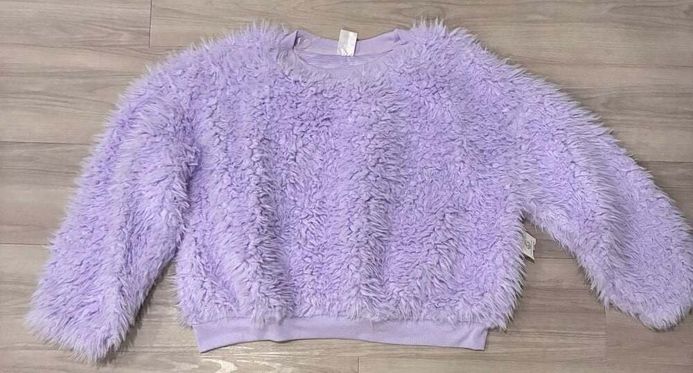 No Boundaries Purple Faux Fur Fuzzy Long Sleeve Sweater Size XL 15-17